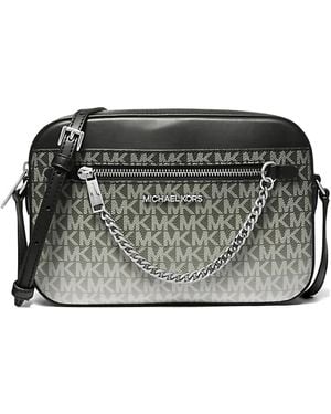 Michael Kors Logo-Print Chain-Link Messenger Bag - Grey