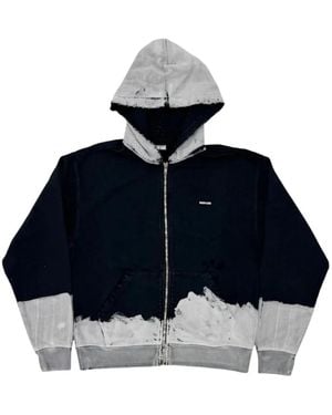 Babylon LA Bleached-Effect Distressed Hoodie - Blue