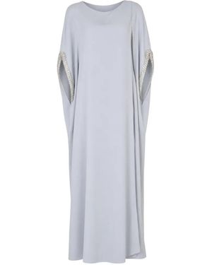 Loodyana Cape-Style Hand-Embroidered Maxi Dress - Grey