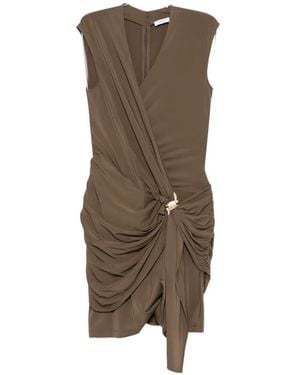 Ferragamo Knot-Detail Ruched Dress - Natural