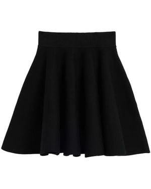 Ami Paris Cotton Short Godet Skirt - Black