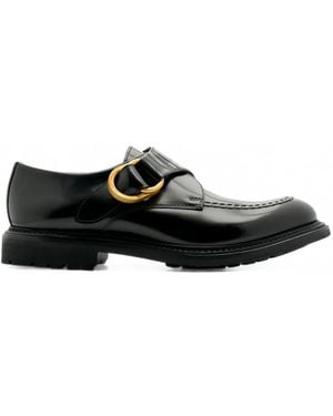 Lottusse Walton Derby Monk-Strap Leather Shoes - Black