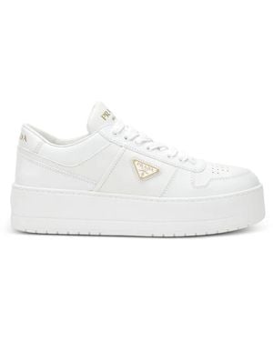Prada Zapatillas Con Placa Del Logo - Blanco