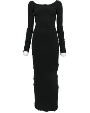 Marc Le Bihan Frayed Long-Sleeve Maxi Dress - Black