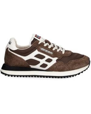 Napapijri Logo-Patch Suede-Panelled Trainers - White