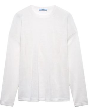 Prada Long-Sleeved Linen T-Shirt - White