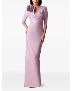 Teri Jon Rose-Appliqué Gown - Pink