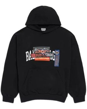 Balenciaga Logo-Print Cotton Hoodie - Black