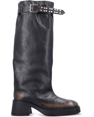 Miista Buckle-Fastening Studded Boots - Blue
