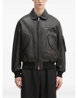 KENZO Zip-Fastening Leather Jacket - Grey