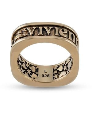 Vivienne Westwood Scilly Engraved Square Ring - Metallic