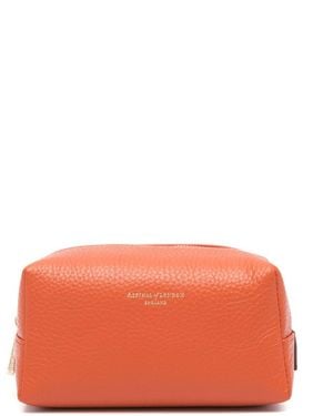 Aspinal of London Small London Leather Make Up Bag - Orange