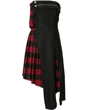Unravel Project Deconstructed Half Tartan Dress - Black
