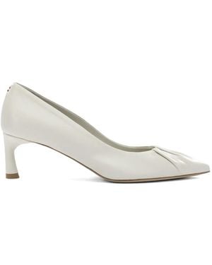 Halmanera Pointed Gathered Court Shoes - White