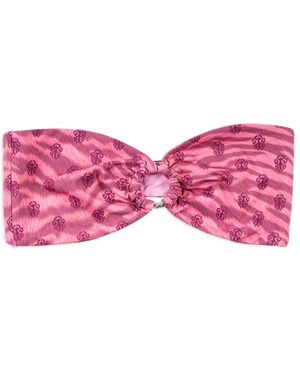 Chrome Hearts Monogram-Print Bandeau Bikini Top - Pink