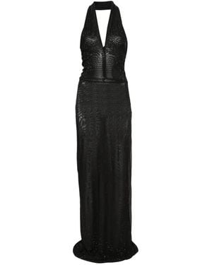 Genny Halter Embellished Maxi Dress - Black