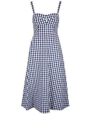 Veronica Beard Aila Gingham-Print Midi Dress - Blue
