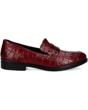 Ecco Crocodile-Embossed Penny Loafers - Red