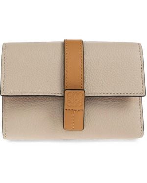 Loewe Pebbled Leather Wallet - Natural