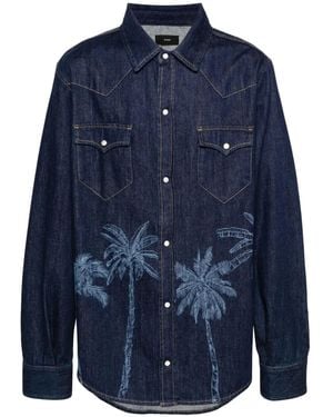 Alanui Jungle Printed Denim Shirt - Blue