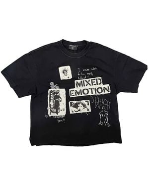 Mixed Emotions Stamped Graphic-Patch T-Shirt - Black