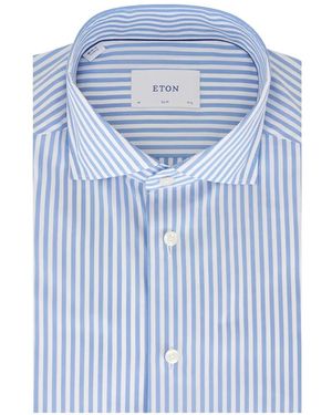 Eton Striped Slim-Fit Oxford Shirt - Blue