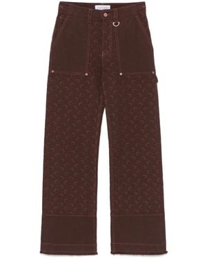 Marine Serre Moon-Jacquard Twill Jeans - Brown