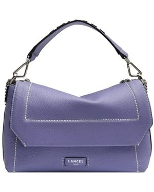 Lancel Ninon Flap-Detail Leather Satchel - Purple