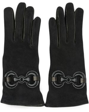 Restelli Horsebit-Detail Suede Gloves - Black