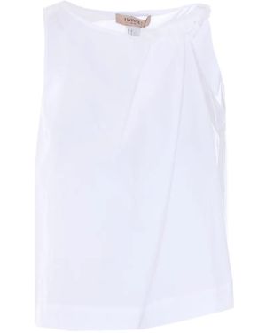 Twinset Draped Sleeveless Top - White