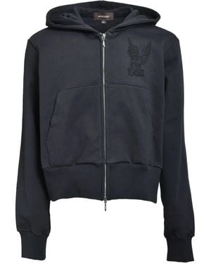 MASU Felpa A Coste Con Cappuccio - Nero