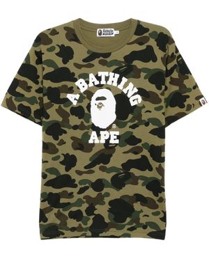 A Bathing Ape Logo Printed T-Shirt - Green
