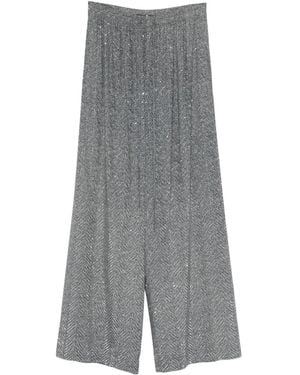 Ermanno Scervino Herringbone Wide-Leg Viscose Pants - Gray