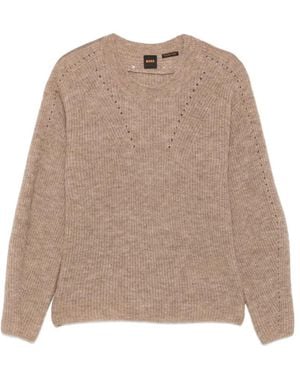 BOSS Maglione Con Lavorazione Pointelle - Neutro