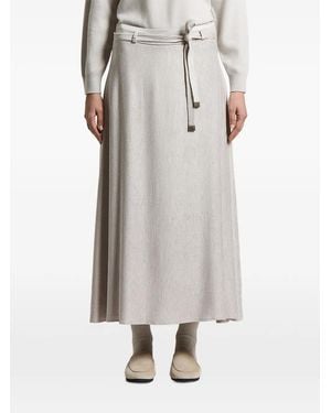 Peserico Ribbed-Knit Midi Skirt - Gray