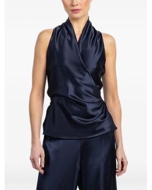 Peter Cohen Wrap Tie Top - Blue