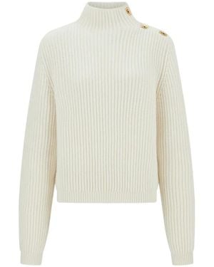 Ferragamo Gestrickter Pullover Mit Gancini-Detail - Weiß
