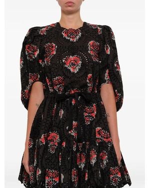 McQueen Broderie-Anglaise Printed Dress - Black