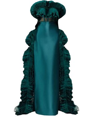 THA SEEN Ruffle-Trim Maxi Dress - Green