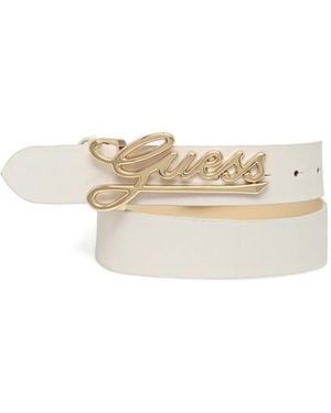 Guess Logo-Plaque Belt - White