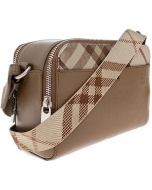 Burberry Pop Check Crossbody Bag - Brown