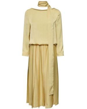 MM6 by Maison Margiela Pleated Scarf-Detail Dress - Metallic
