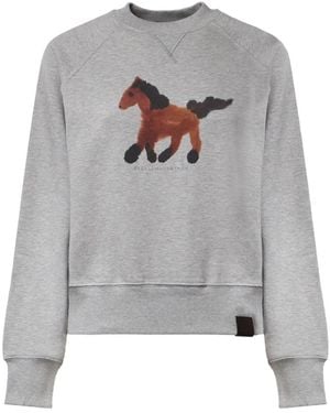Stella McCartney Horse-Print Raglan-Sleeve Sweatshirt - Grey