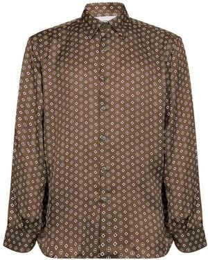 Costumein Geometric-Print Long-Sleeve Shirt - Brown