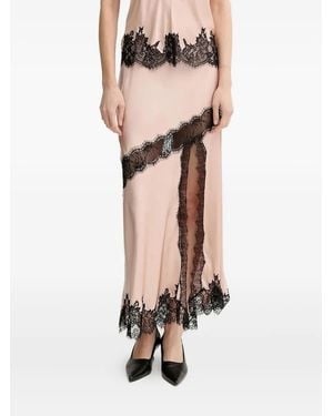 Herskind Lace-Inserts Satin Asymmetric Skirt - Natural