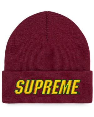 Supreme Logo-Embroidery Beanie Hat - Red