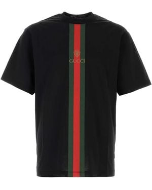 Gucci Web-Stripe Logo-Print T-Shirt - Black