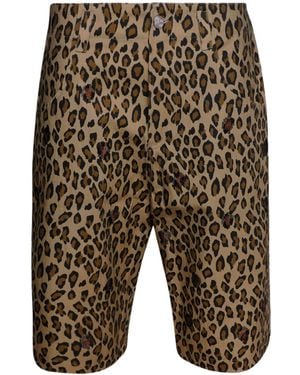 Bluemarble Leopard-Print Cotton Shorts - Green