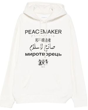 Peacemaker Oamc Graphic-Lettering Long-Sleeve Hoodie - White