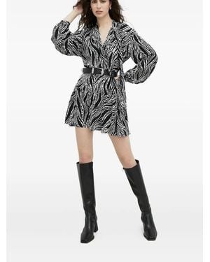 The Kooples Wave-print tiered mini skirt - Negro